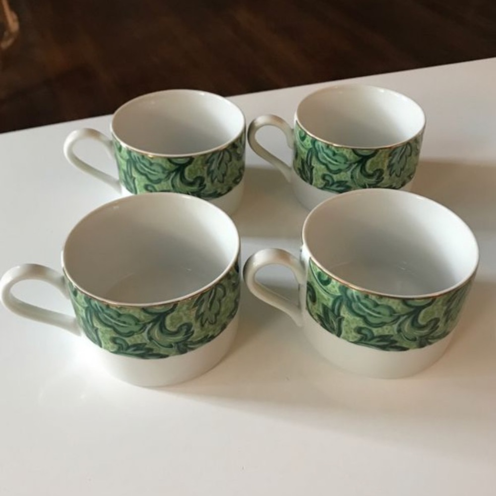 Flat Cup Set of 4 Acapella Green AMERICAN ATELIER